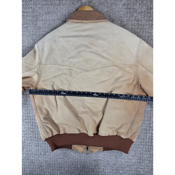 Vintage 90s Carhartt J13 Santa Fe Tan Brown Jacket Red Quilt Lined Mens Large - Picture 15 of 16